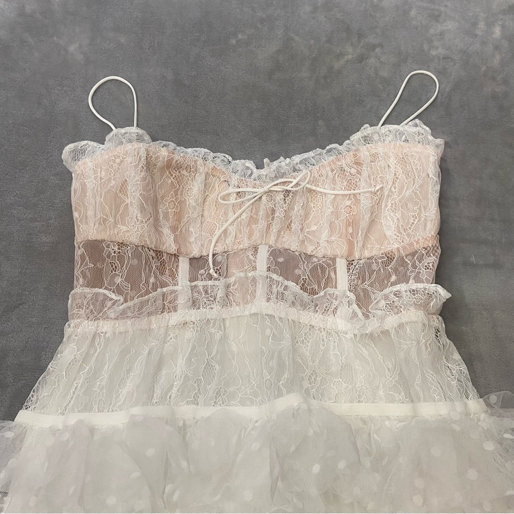 New! For love and lemons Jules tiered ruffle mini dress 27990 - Picture 13 of 14